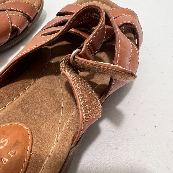 Clarks Reid Newport Women's Cognac Leather Strappy Slide Sandals Size 6 M - Picture 8 of 10